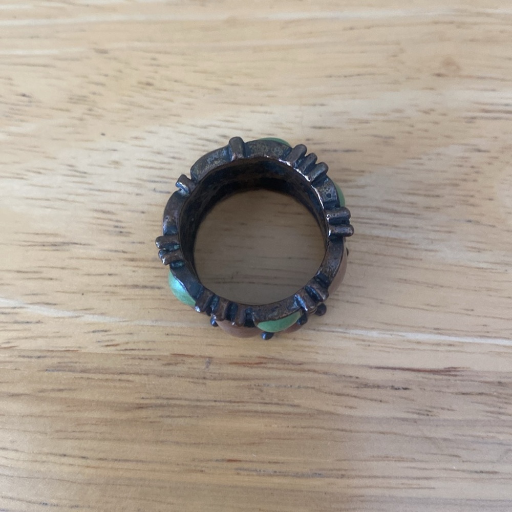 Vintage Navajo calcite and agate Ring - Picture 4 of 6